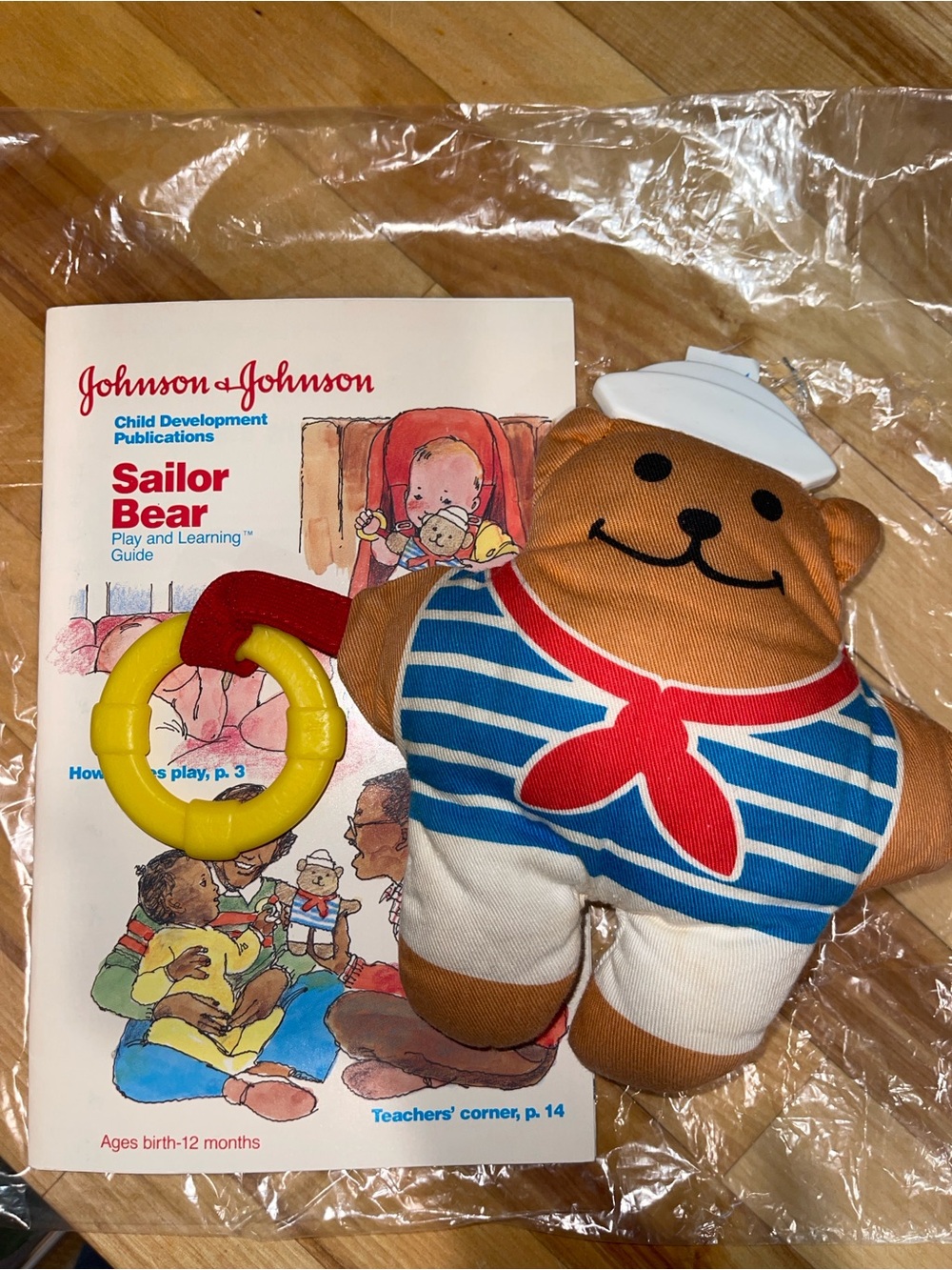 Vintage stuffed sailor bear rattle toy